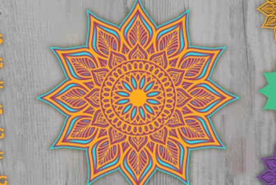 Σετ των 2 Intra απο ξύλο plywood 3mm-4mm πάχος Mandala με 3D επίπεδα Δίασταση 30x30 cm INTRAFABR-87041492