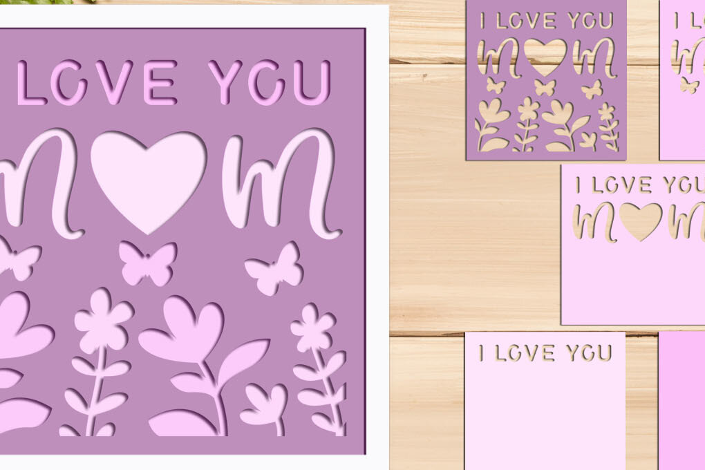 Σετ των 3 Intra απο ξύλο plywood 3mm-4mm πάχος 3d Layered Mom Shadow Box Δίασταση 8x8 cm INTRAFABR-67531601