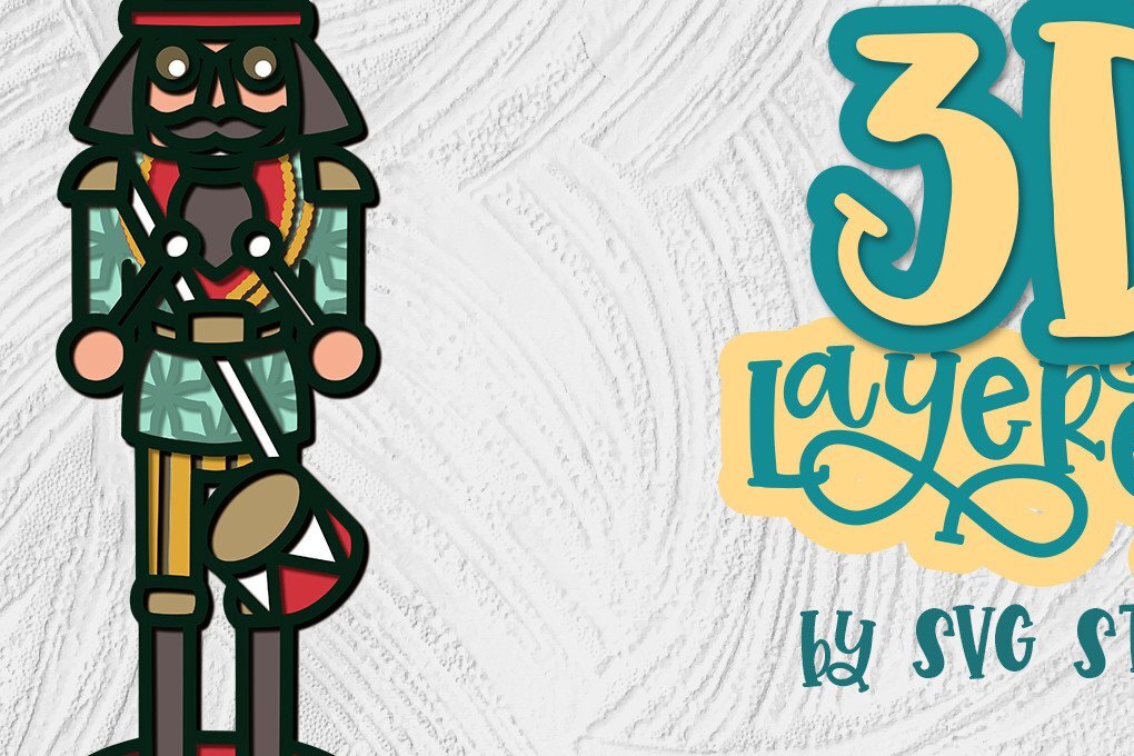 Σετ των 2 Intra απο ξύλο plywood 3mm-4mm πάχος 3D Layered Nutcracker 01 Christmas Δίασταση 15x15 cm INTRAFABR-35436273