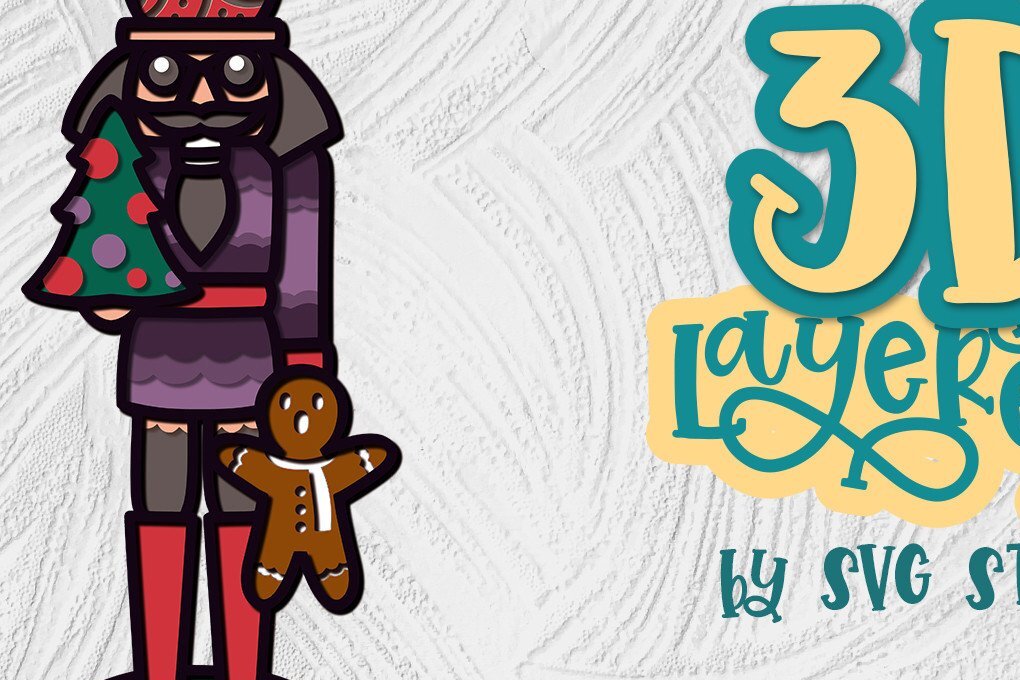 Σετ των 2 Intra απο ξύλο plywood 3mm-4mm πάχος 3D Layered Nutcracker 02 Christmas Δίασταση 15x15 cm INTRAFABR-35436301