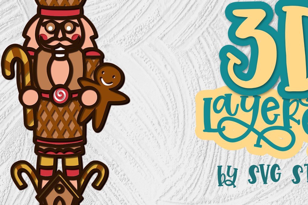 Σετ των 2 Intra απο ξύλο plywood 3mm-4mm πάχος 3D Layered Nutcracker 03 Christmas Δίασταση 15x15 cm INTRAFABR-35436320