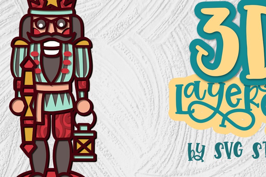 Σετ των 2 Intra απο ξύλο plywood 3mm-4mm πάχος 3D Layered Nutcracker 05 Christmas Δίασταση 15x15 cm INTRAFABR-35436358