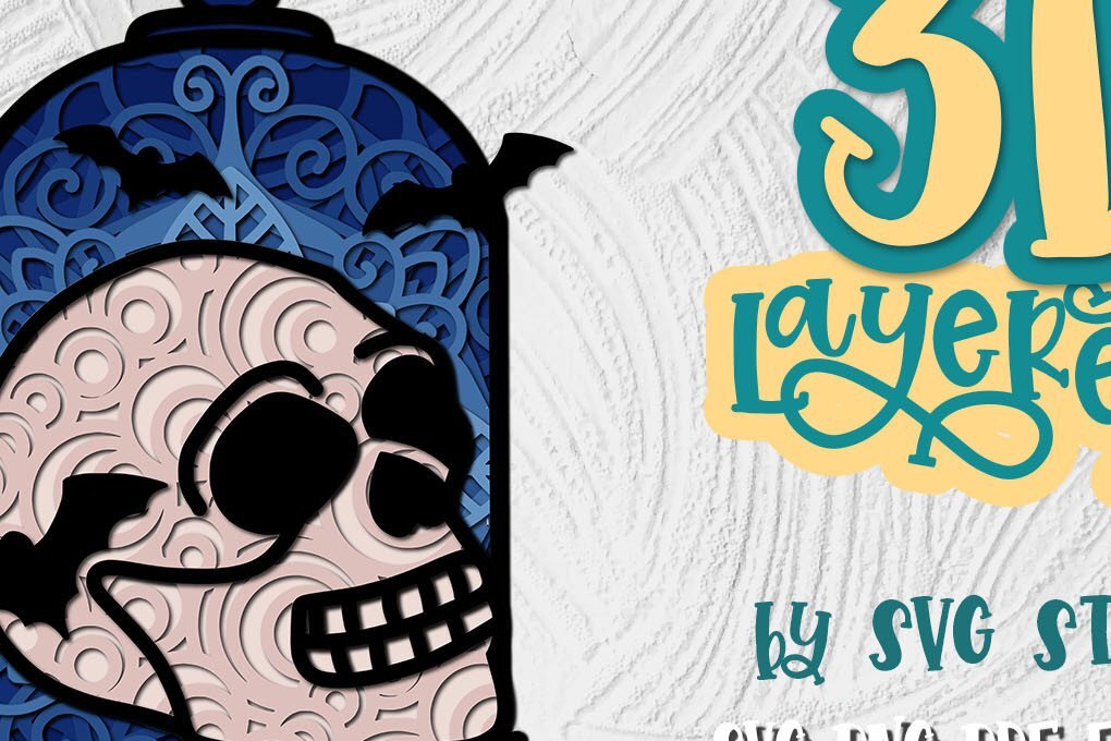 Σετ των 2 Intra απο ξύλο plywood 3mm-4mm πάχος 3D Layered on Display Halloween Skull Δίασταση 15x15 cm INTRAFABR-35277549