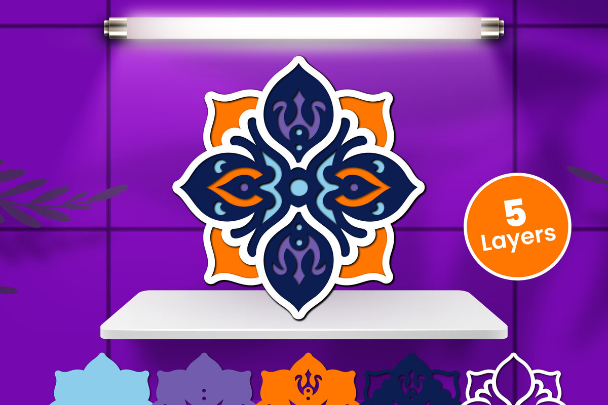 Σετ των 2 Intra απο ξύλο plywood 3mm-4mm πάχος Διακοσμητικό Μάνταλα με τρισδιάστατο χαρτί Δίασταση 12x12 cm INTRAFABR-124565532