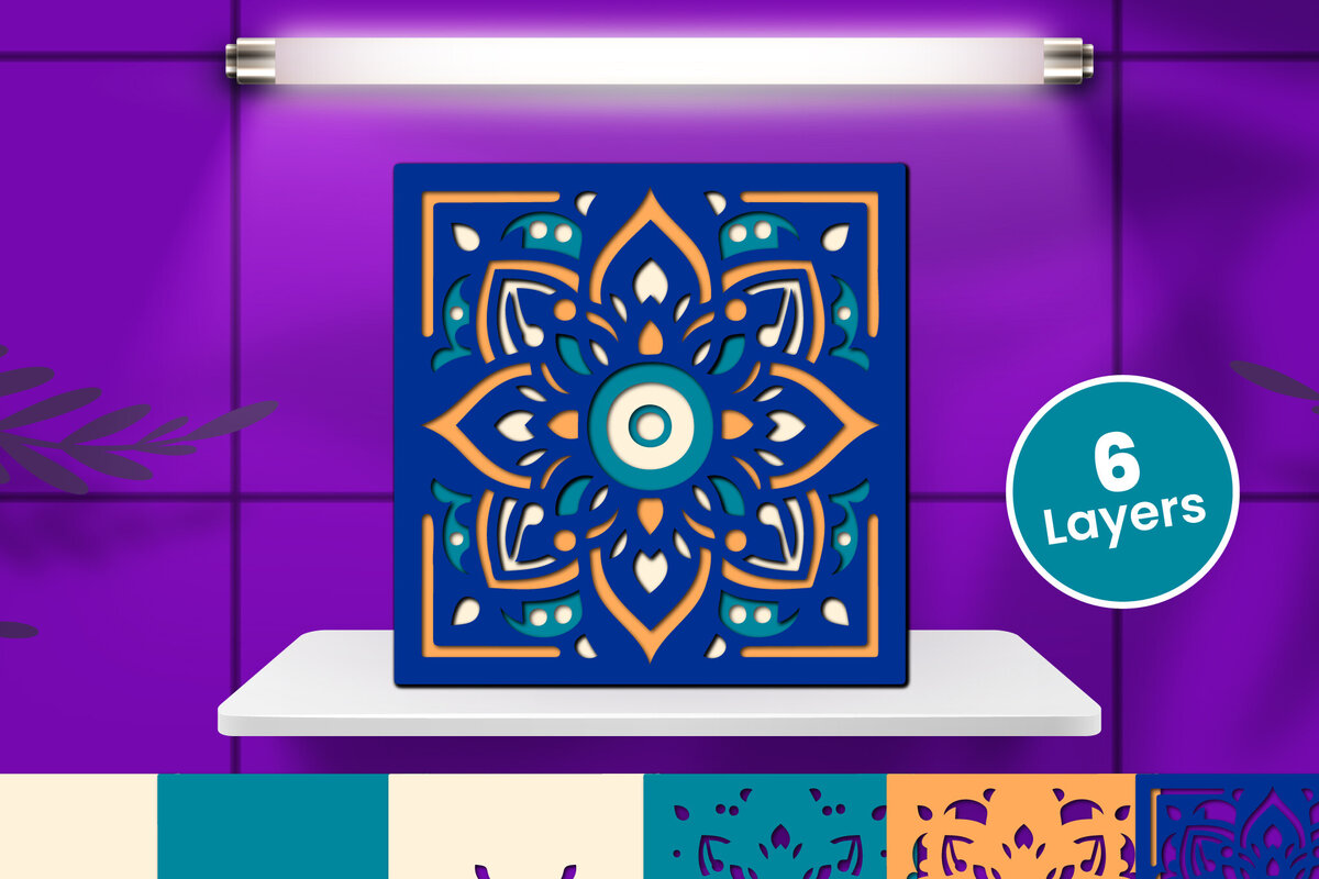 Σετ των 2 Intra απο ξύλο plywood 3mm-4mm πάχος Διακοσμητικό Μάνταλα με τρισδιάστατο χαρτί Δίασταση 12x12 cm INTRAFABR-124565534