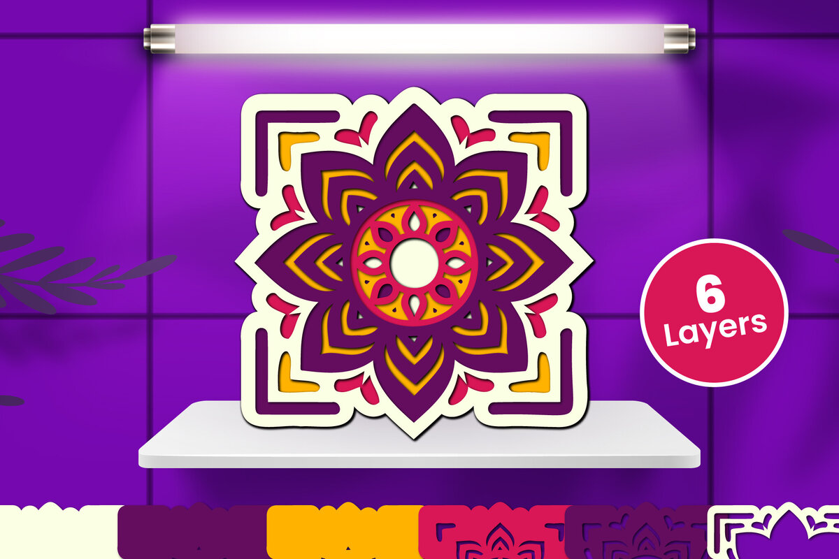 Σετ των 2 Intra απο ξύλο plywood 3mm-4mm πάχος Διακοσμητικό Μάνταλα με τρισδιάστατο χαρτί Δίασταση 12x12 cm INTRAFABR-124565537