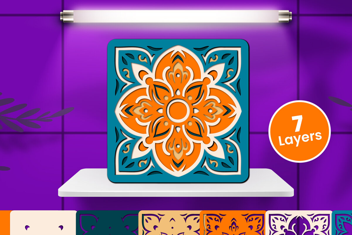 Σετ των 3 Intra απο ξύλο plywood 3mm-4mm πάχος Διακοσμητικό Μάνταλα με τρισδιάστατο χαρτί Δίασταση 12x12 cm INTRAFABR-124565546