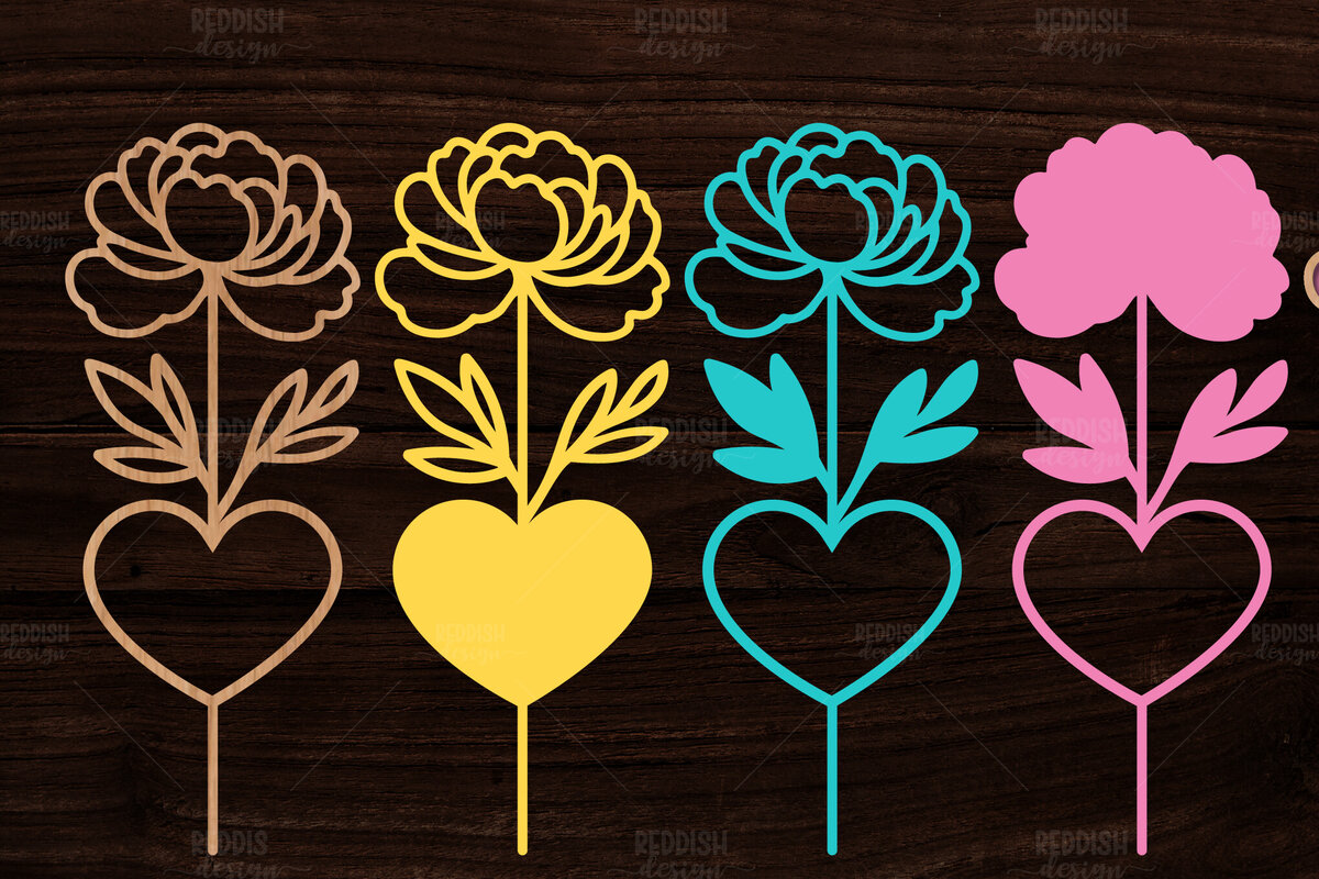 Σετ των 2 Intra απο ξύλο plywood 3mm-4mm πάχος Τρισδιάστατη λουλουδιών παιώνιας Δίασταση 15x15 cm INTRAFABR-113930526