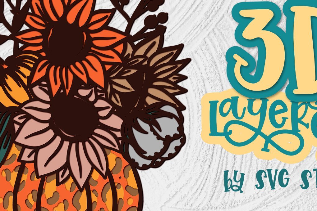 Σετ των 3 Intra απο ξύλο plywood 3mm-4mm πάχος 3D Layered Pumpkin 03 Thanksgiving Δίασταση 15x15 cm INTRAFABR-35434694