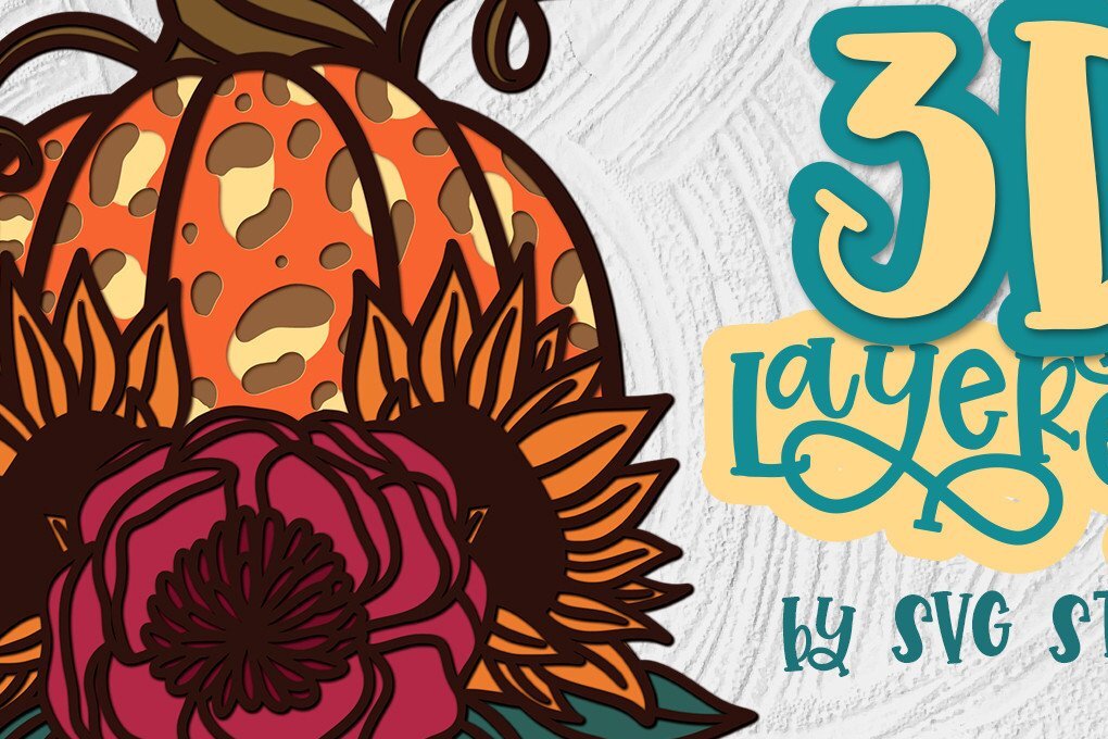 Σετ των 2 Intra απο ξύλο plywood 3mm-4mm πάχος 3D Layered Pumpkin 04 Thanksgiving Δίασταση 15x15 cm INTRAFABR-35434705