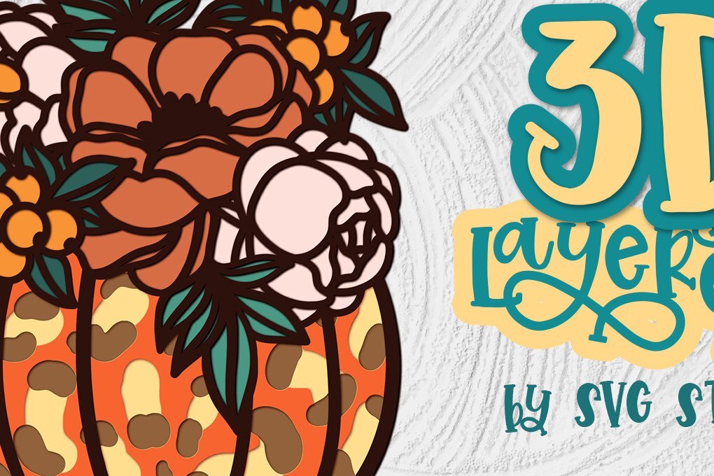 Σετ των 2 Intra απο ξύλο plywood 3mm-4mm πάχος 3D Layered Pumpkin 05 Thanksgiving Δίασταση 15x15 cm INTRAFABR-35434704