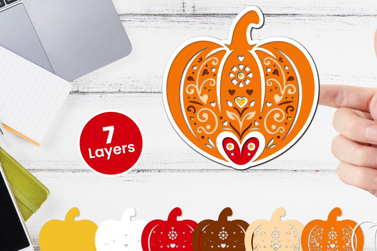 Σετ των 2 Intra απο ξύλο plywood 3mm-4mm πάχος Τρισδιάστατο κοπής χαρτιού κολοκύθας με στρώματα Δίασταση 12x12 cm INTRAFABR-117774061