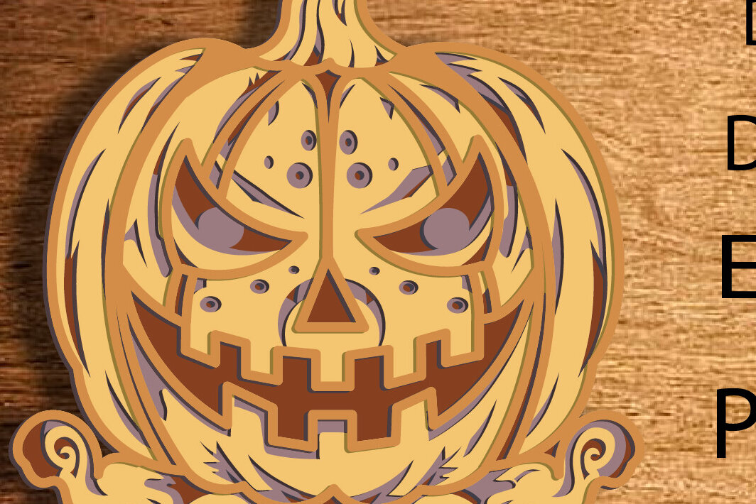 Σετ των 2 Intra απο ξύλο plywood 3mm-4mm πάχος 3d Layered Pumpkin , Multilayer Δίασταση 15x15 cm INTRAFABR-77275527