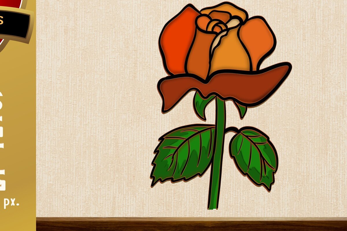 Intra απο ξύλο plywood 3mm-4mm πάχος Τρισδιάστατο τριαντάφυλλο Δίασταση 3000x3000 cm INTRAFABR-75610405