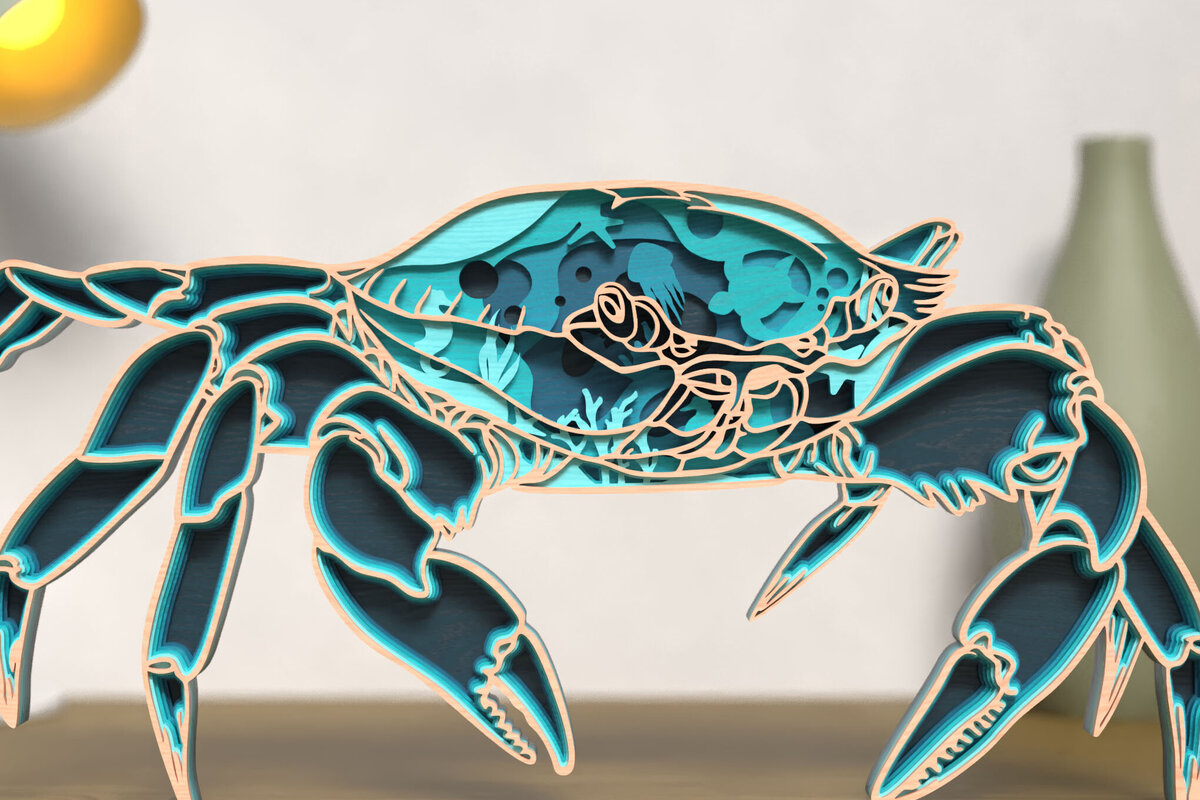 Σετ των 2 Intra απο ξύλο plywood 3mm-4mm πάχος 3D Layered Sand Crab Δίασταση 20x20 cm INTRAFABR-119707510