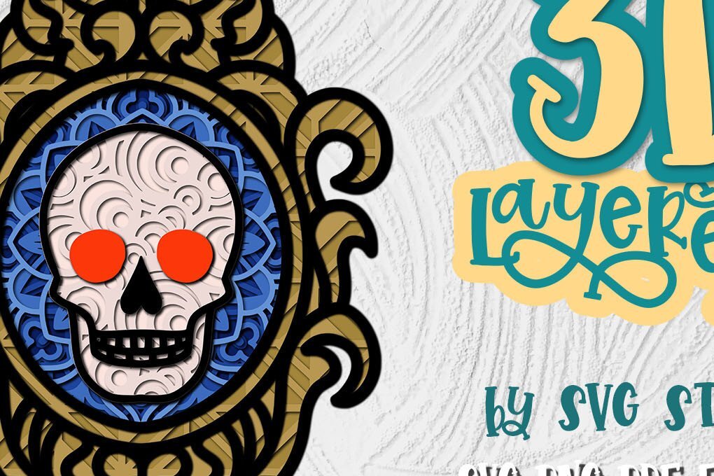 Intra απο ξύλο plywood 3mm-4mm πάχος 3D Layered Skull Halloween Design Δίασταση 15x15 cm INTRAFABR-35277487