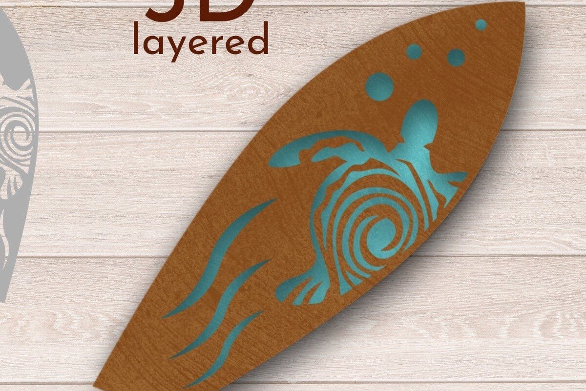 Intra απο ξύλο plywood 3mm-4mm πάχος 3D Layered Surf Wall Art, κοπής με λέιζερ Δίασταση 40x40 cm INTRAFABR-34952432