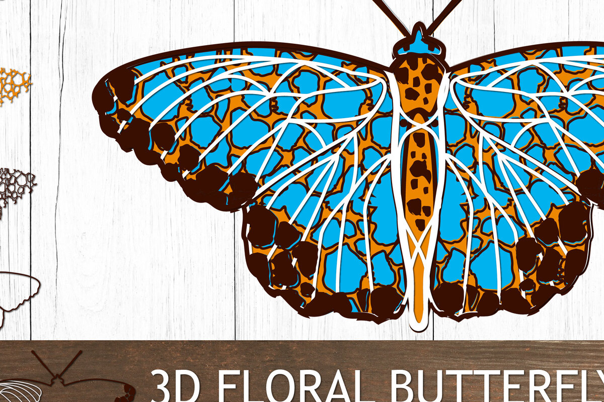 Σετ των 3 Intra απο ξύλο plywood 3mm-4mm πάχος 3D Layered Butterfly. 3D Mandala Δίασταση 10x10 cm INTRAFABR-25084247
