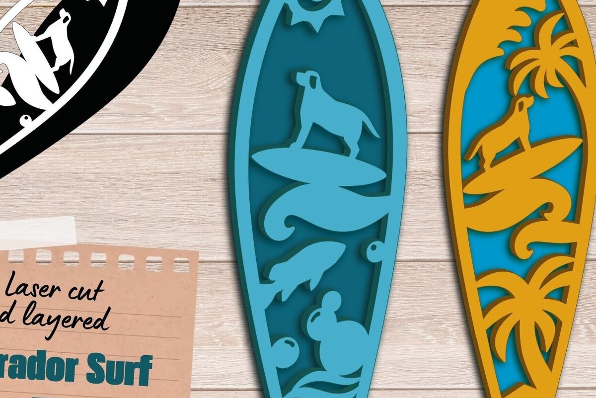 Intra απο ξύλο plywood 3mm-4mm πάχος 3D Layered , Surf Wall Art, Λαμπραντόρ Δίασταση 40x40 cm INTRAFABR-91400265