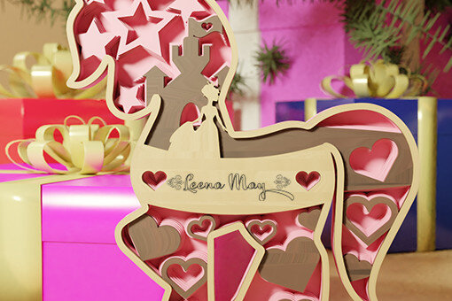 Intra απο ξύλο plywood 3mm-4mm πάχος Προσαρμοσμένο όνομα 3D Layered Unicorn Δίασταση 30x30 cm INTRAFABR-18531029