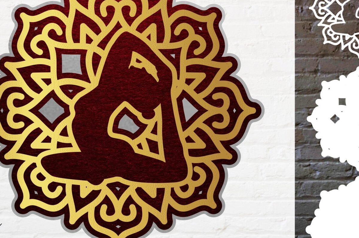 Intra απο ξύλο plywood 3mm-4mm πάχος 3D πολυεπίπεδη γιόγκα κομμένα διάνυσμα Δίασταση 20x30 cm INTRAFABR-14875975