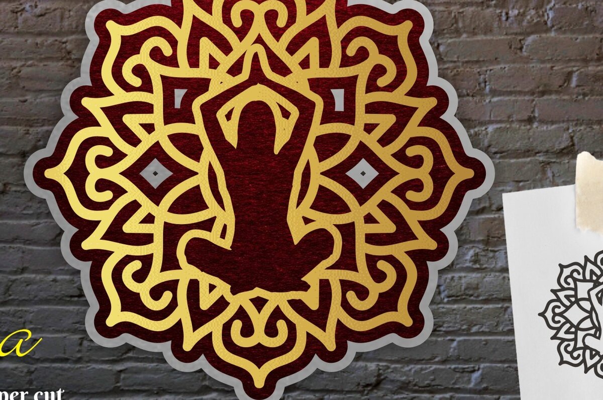 Σετ των 2 Intra απο ξύλο plywood 3mm-4mm πάχος 3D πολυεπίπεδη γιόγκα διάνυσμα Δίασταση 20x30 cm INTRAFABR-15133158