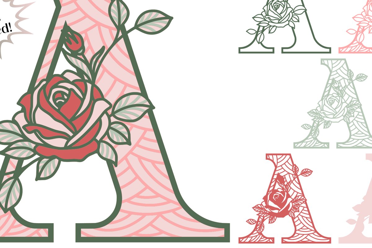 Intra απο ξύλο plywood 3mm-4mm πάχος 3D Letter a - Μονόγραμμα τριαντάφυλλου Δίασταση 30x30 cm INTRAFABR-89570290