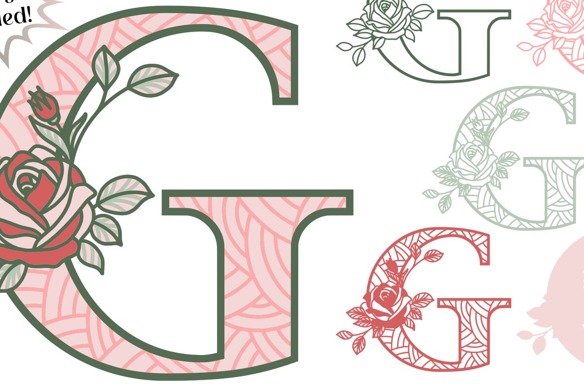 Intra απο ξύλο plywood 3mm-4mm πάχος 3D Γράμμα G - Τριαντάφυλλο Μονόγραμμα Δίασταση 30x30 cm INTRAFABR-89569885