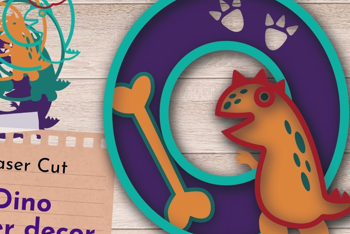 Σετ των 2 Intra απο ξύλο plywood 3mm-4mm πάχος 3D LETTER O , Dino First Party Δίασταση 15x15 cm INTRAFABR-61050010