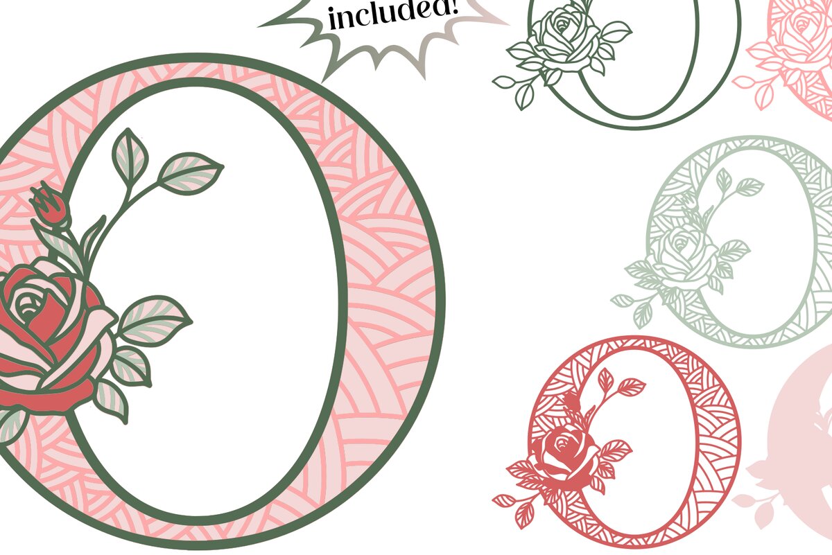 Intra απο ξύλο plywood 3mm-4mm πάχος 3D Letter O - Τριαντάφυλλο Μονόγραμμα Δίασταση 30x30 cm INTRAFABR-89560019