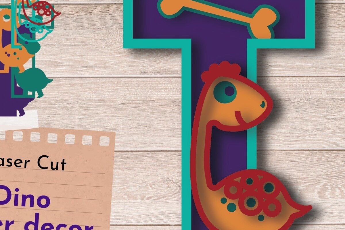 Intra απο ξύλο plywood 3mm-4mm πάχος 3D LETTER T , Γενέθλια Δεινοσαύρων Δίασταση 30x20 cm INTRAFABR-63990954