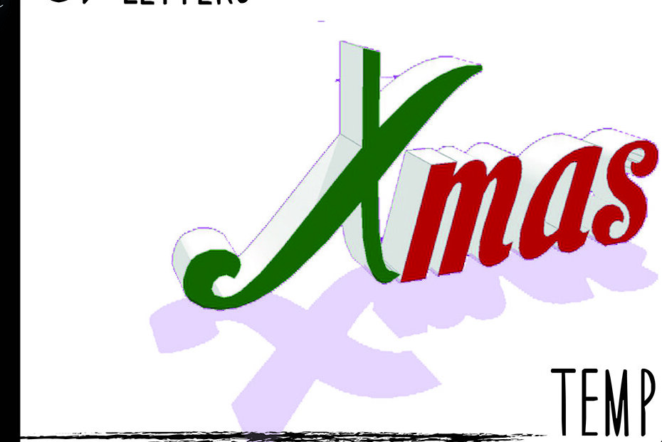 Σετ των 2 Intra απο ξύλο plywood 3mm-4mm πάχος 3D Γράμματα: Χειρόγραφο XMAS Δίασταση 15x15 cm INTRAFABR-21532287