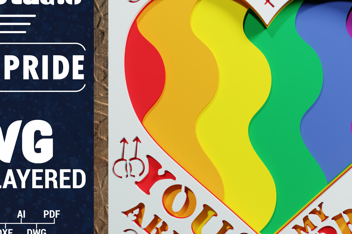 Intra απο ξύλο plywood 3mm-4mm πάχος 3d LGBT Pride Papercut Δίασταση 1200x1200 cm INTRAFABR-71811785