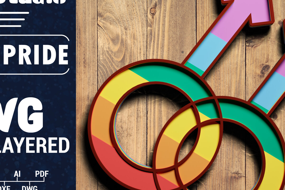 Σετ των 2 Intra απο ξύλο plywood 3mm-4mm πάχος 3d LGBT Pride Papercut Δίασταση 1200x1200 cm INTRAFABR-71811829