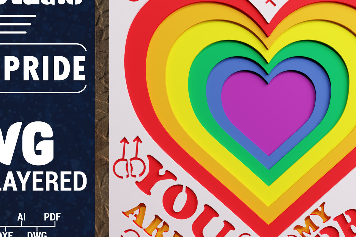 Σετ των 2 Intra απο ξύλο plywood 3mm-4mm πάχος 3d LGBT Pride Papercut Δίασταση 1200x1200 cm INTRAFABR-71811750