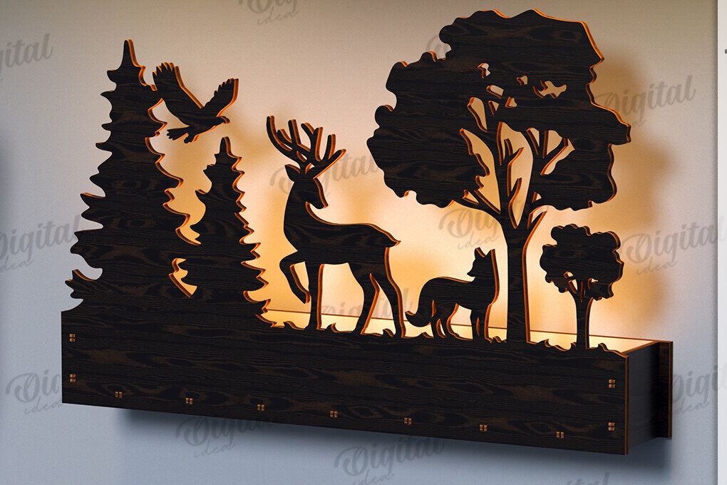 Intra απο ξύλο plywood 3mm-4mm πάχος Τρισδιάστατη Lightbox. Σκηνή της Φύσης Δίασταση 30x20 cm INTRAFABR-122457115