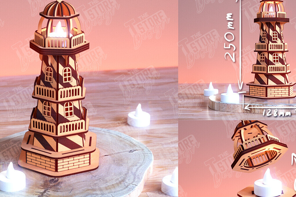 Intra απο ξύλο plywood 3mm-4mm πάχος Τρισδιάστατη φάρων | Μοντέλο Πύργου Δίασταση 30x20 cm INTRAFABR-102606455