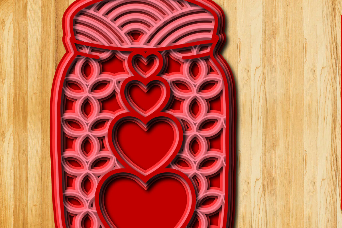 Intra απο ξύλο plywood 3mm-4mm πάχος Μάνταλα 3D Love Jar File Δίασταση 30x30 cm INTRAFABR-24576146