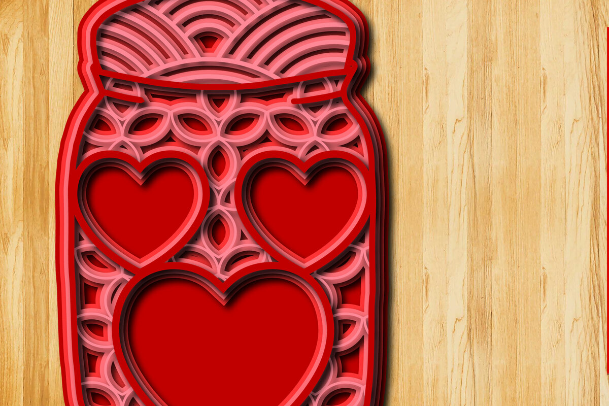 Intra απο ξύλο plywood 3mm-4mm πάχος Μάνταλα 3D Love Jar File Δίασταση 30x30 cm INTRAFABR-24576356