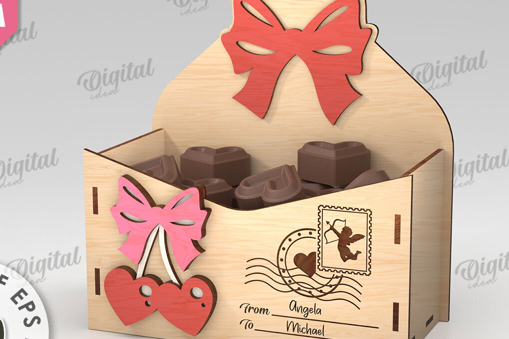 Σετ των 2 Intra απο ξύλο plywood 3mm-4mm πάχος 3D Love Letter Κουτί δώρου Δίασταση 15x15 cm INTRAFABR-112455264