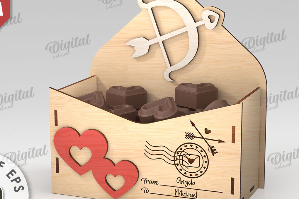 Σετ των 2 Intra απο ξύλο plywood 3mm-4mm πάχος 3D Love Letter Κουτί δώρου Δίασταση 15x15 cm INTRAFABR-112455770