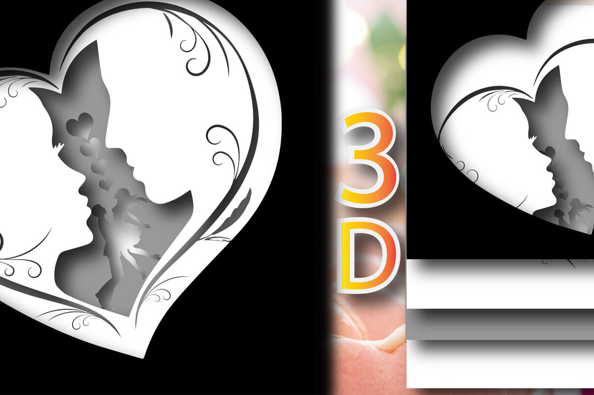 Intra απο ξύλο plywood 3mm-4mm πάχος 3D Love Multilayer Shadow Box Δίασταση 25x25 cm INTRAFABR-23816193