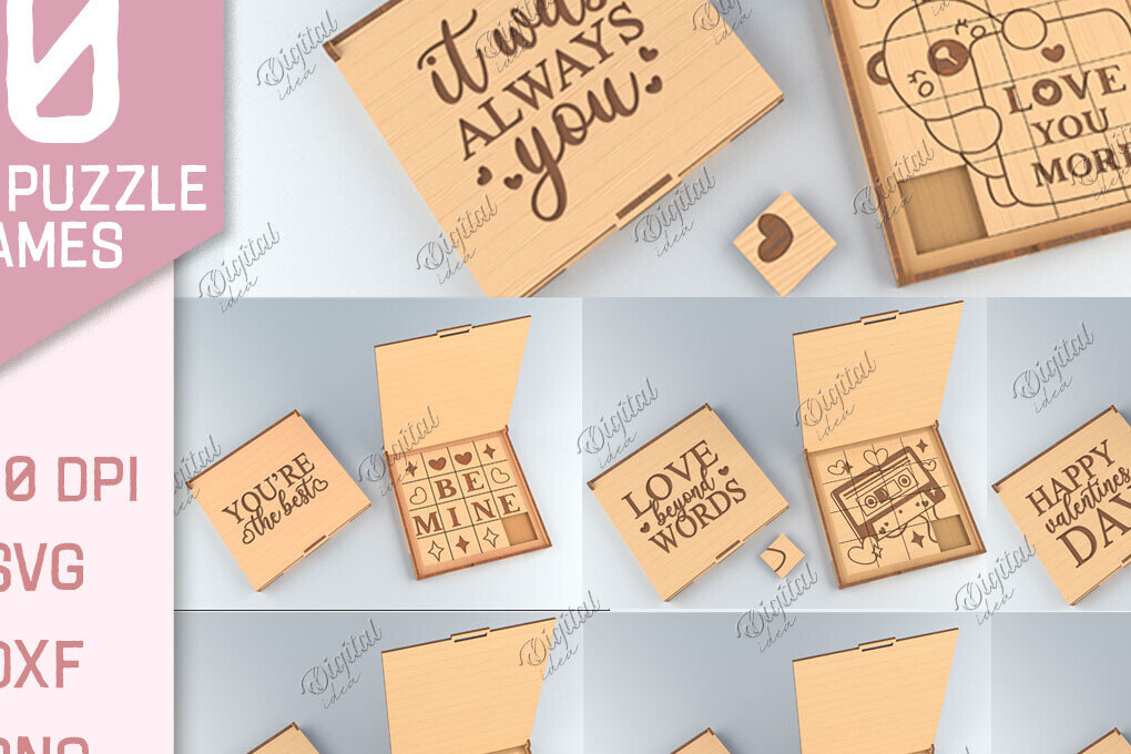 Σετ των 2 Intra απο ξύλο plywood 3mm-4mm πάχος παιχνιδιών 3D Love Puzzle Δίασταση 15x15 cm INTRAFABR-86222441