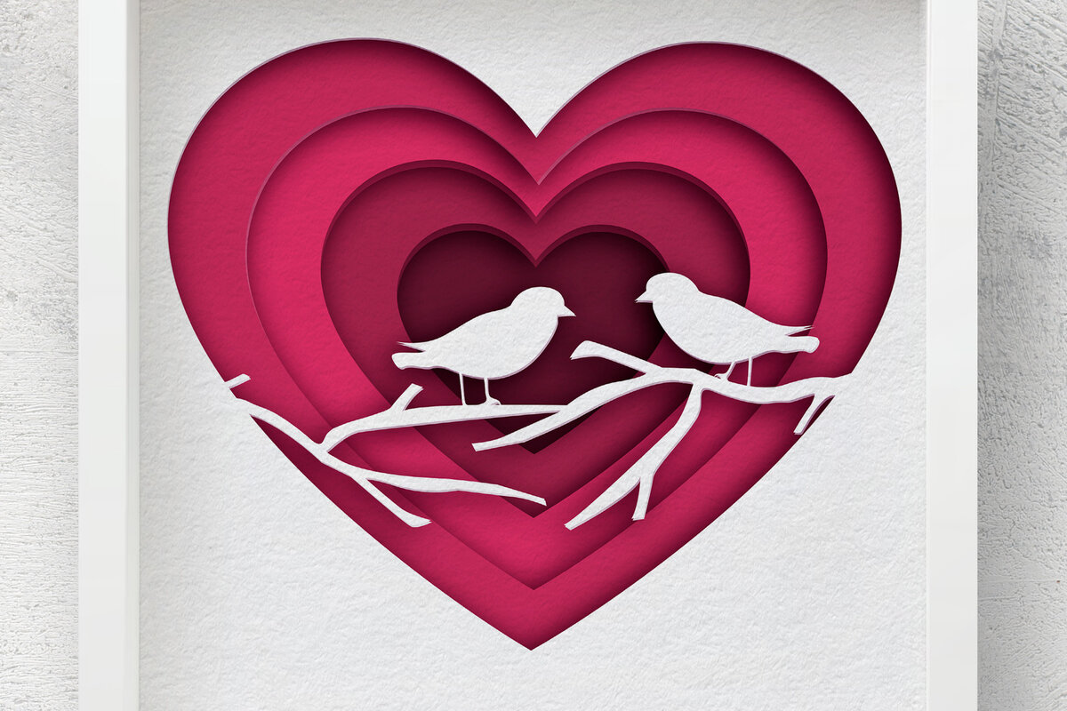 Intra απο ξύλο plywood 3mm-4mm πάχος 3D Love , Paper Cut Shadow Box Δίασταση 30x30 cm INTRAFABR-58448696