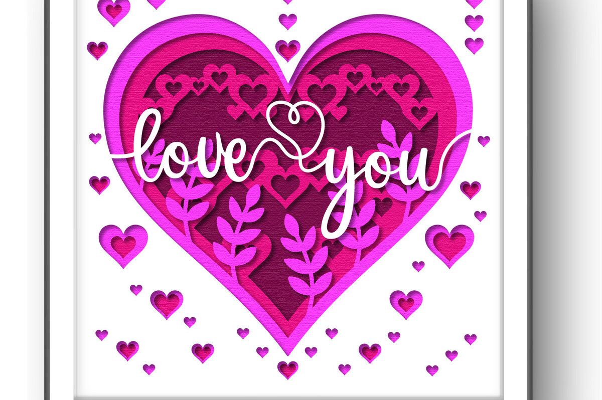 Σετ των 2 Intra απο ξύλο plywood 3mm-4mm πάχος 3D Love You Shadow Box Δίασταση 25x25 cm INTRAFABR-61442127