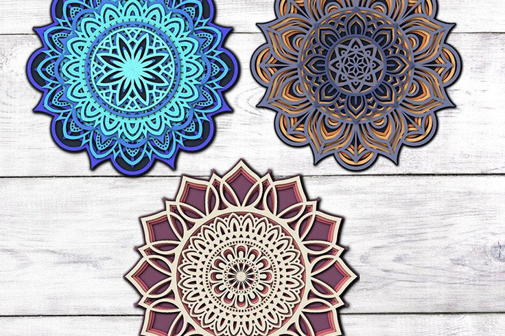 Intra απο ξύλο plywood 3mm-4mm πάχος 3D Mandala - Mandala Δίασταση 30x30 cm INTRAFABR-101198559