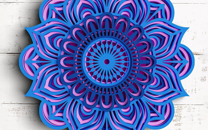 Σετ των 2 Intra απο ξύλο plywood 3mm-4mm πάχος 3D Mandala Flower 5 στρώσεων Δίασταση 30x30 cm INTRAFABR-77074272