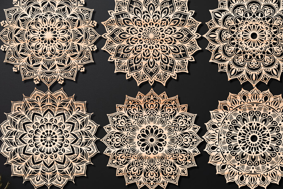 Intra απο ξύλο plywood 3mm-4mm πάχος Τρισδιάστατη δέσμη Mandala για Cricut Δίασταση 30x30 cm INTRAFABR-124398658