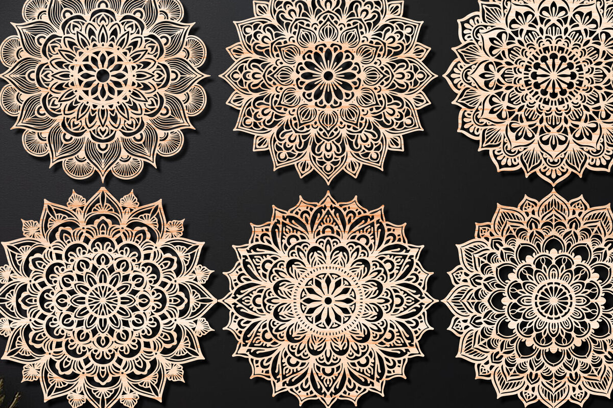 Intra απο ξύλο plywood 3mm-4mm πάχος Τρισδιάστατη δέσμη Mandala για Cricut Δίασταση 30x30 cm INTRAFABR-124398765