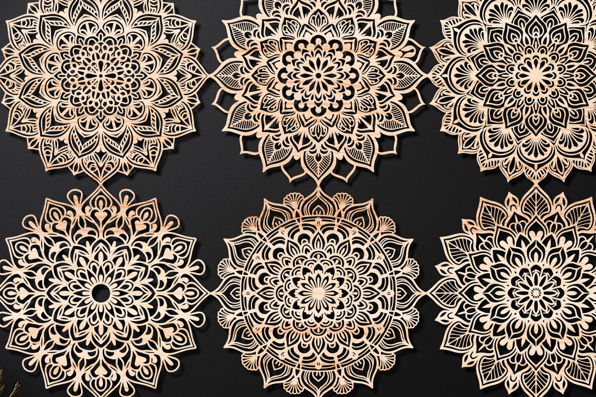 Intra απο ξύλο plywood 3mm-4mm πάχος Τρισδιάστατη δέσμη Mandala για Cricut Δίασταση 30x30 cm INTRAFABR-124398647